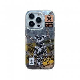 Камуфляжный серый чехол для телефонов iPhone с принтом медведя и цепей