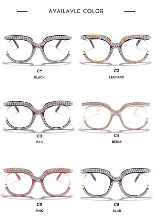 Большие очки со стразами, в ассортименте разный цвета
