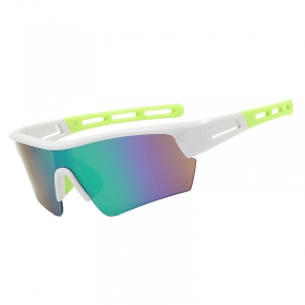 Спортивные очки с бело-зеленой оправой и цветными линзами