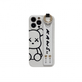 Белый чехол для телефонов iPhone с принтом медведя и ремешком от KAWS