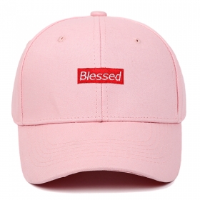 Бейсболка розовая с надписью по центру "Blessed" с регулировкой сзади