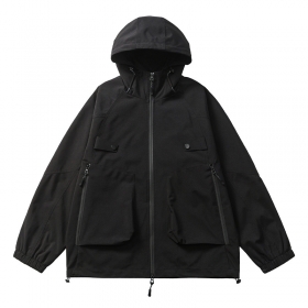 Практичная однотонная черного цвета ACUS куртка с капюшоном