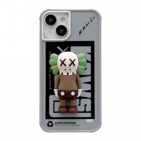 Серый защитный чехол для телефонов iPhone от KAWS с объемной куклой