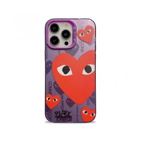 Стильный фиолетовый чехол для телефонов iPhone с красными сердцами