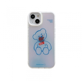 С рисунком сидящего медвежонка чехол для телефонов iPhone белого цвета