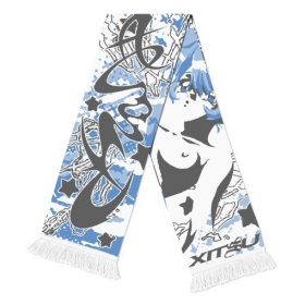 Бело-голубой с изображением "Аниме девушка топлес" шарф