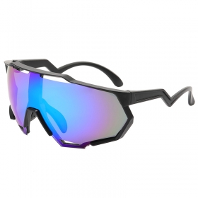 Спортивные очки с узкой дужкой чёрного цвета и цельной линзой