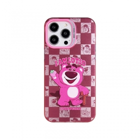 Прозрачный розовый чехол для телефонов iPhone "Клубничный медведь"