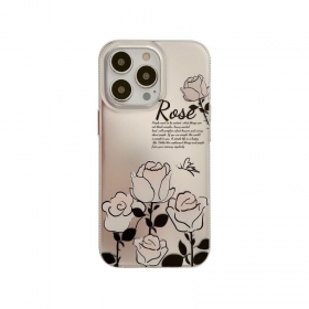 С черно-белым принтом роз чехол для телефонов iPhone бесцветный