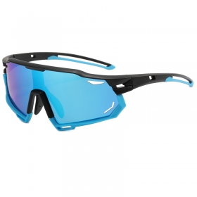 Спортивные очки в сине-чёрном цвете с цельной солнцезащитной линзой