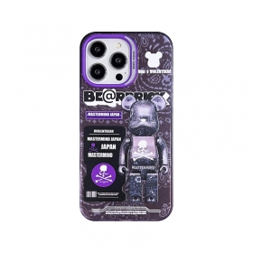 Стильный фиолетовый чехол для телефонов iPhone "Злой медведь" от KAWS