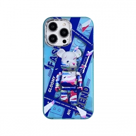 Магнитный синий чехол для телефонов iPhone с принтом медведя