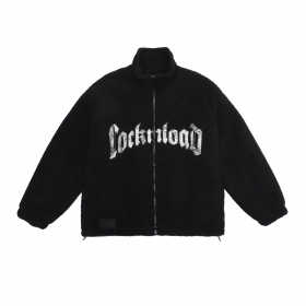 Чёрная куртка шерпа LOCKANDLOAD с надписью