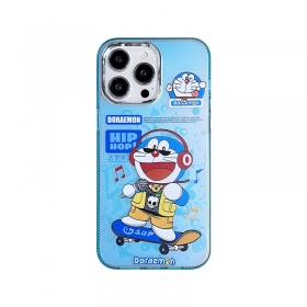 Мультяшный голубой чехол для телефонов iPhone "Котик на скейте"