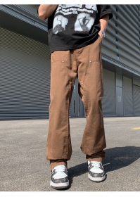 Locketomy джинсы коричневые с нашитыми вставками крой прямой