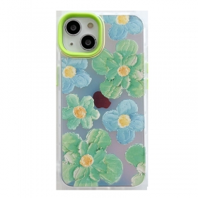 Защитный чехол для телефонов iPhone с принтом зелено-голубых цветов