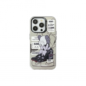 Серый чехол для телефонов iPhone от KAWS с рисунком сидячей куклы
