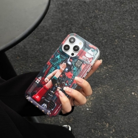 Чехол для телефонов iPhone черно-красный от KAWS с принтом "Астробой"