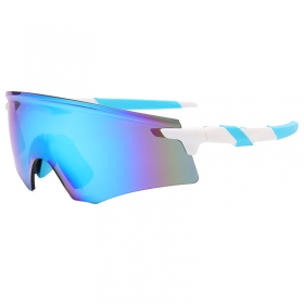 Спортивные очки с бело-синей оправой и антибликовым стеклом