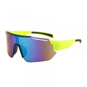 Спортивные очки с широкой дужкой салатового цвета, солнцезащитные