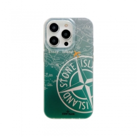Зеленый чехол для телефонов iPhone с логотипом STONE ISLAND
