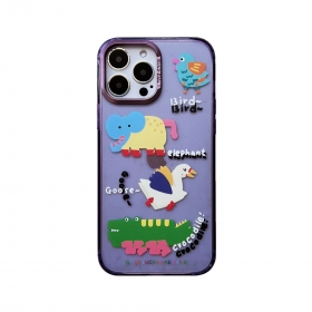 Милый фиолетовый чехол для телефонов iPhone с рисунками животных