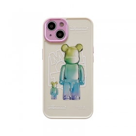 Белый чехол для телефонов iPhone с рисунком двух цветных медведей