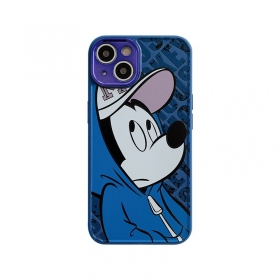 Мультяшный синий чехол для телефонов iPhone "Микки Маус в кепке"