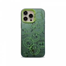 Защитный зеленый чехол для телефонов iPhone с веселыми смайликами