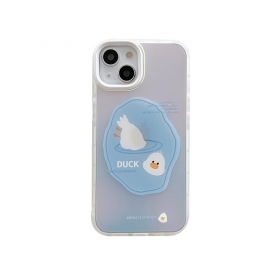 Оригинальный белый чехол к телефонам iPhone с принтом "Утенок в воде"