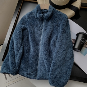 Трендовая флисовая куртка шерпа от бренда Street Classic Clothes синяя