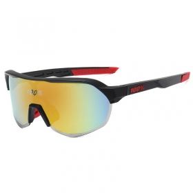Спортивные очки "100%" с черно-красной оправой и цветным стеклом