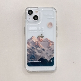 С качественным принтом гор чехол для телефонов iPhone белого цвета