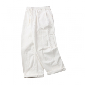 Карго-штаны белого цвета OREETA на резинке с добавлением мягкого плюша