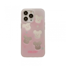 Бледно-розовый чехол с принтами мордочек медвежат для телефонов iPhone