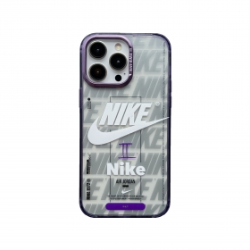 Чехол фиолетовый для телефонов iPhone с множеством логотипов NIKE