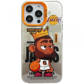 Чехол для телефонов iPhone серый с рисунком баскетболиста в короне