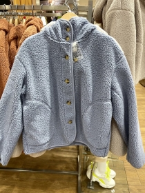Флисовая голубая куртка шерпа Street Classic Clothes на пуговицах