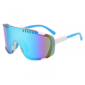 Спортивные очки с бело-синей оправой и антибликовым стеклом