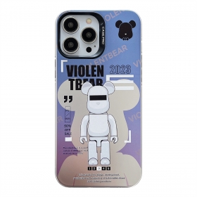 Чехол для телефонов iPhone фиолетовый с рисунком белого медведя-робота