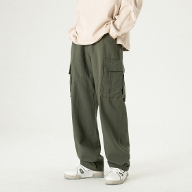 Широкие штаны карго с карманами от Locketomy цвет-хаки