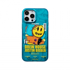 Мультяшный голубой чехол к телефонам iPhone со смайликом от DREW HOUSE
