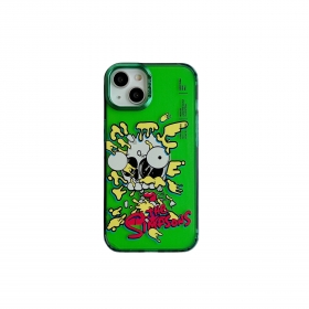 Зеленый прозрачный чехол для телефонов iPhone с рисунком "Симпсоны"