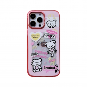 Прозрачный розовый чехол для телефонов iPhone с рисунками милых щенков