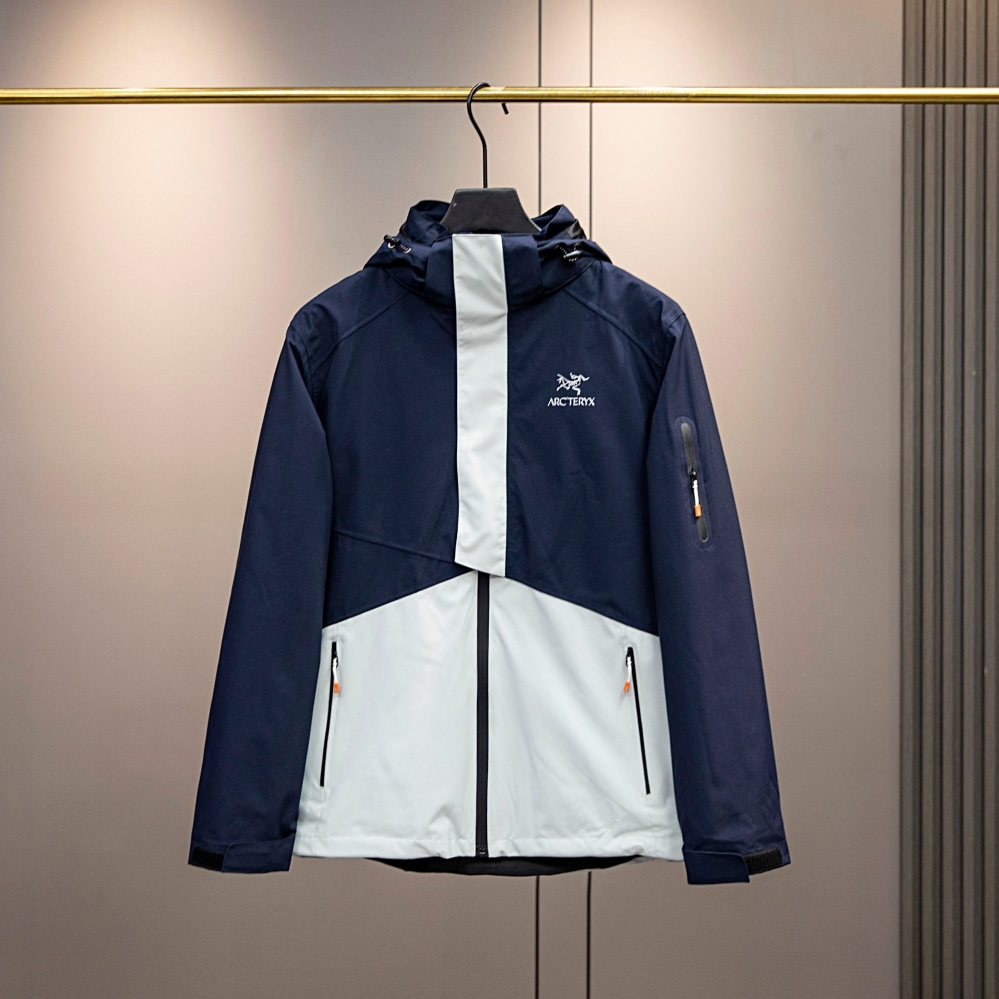 Сине-белая куртка Arcteryx 2 в 1 с флисовой олимпийкой в комплекте