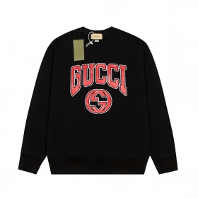 Свитшот с логотипом Gucci черного цвета с округлым вырезом
