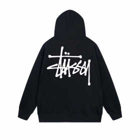 Зип худи чёрная Stussy принт сзади и спереди в наличии