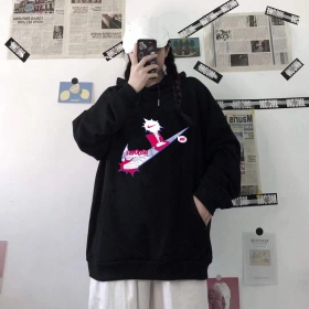 Nike черного цвета худи с карманом кенгуру и розовым принтом