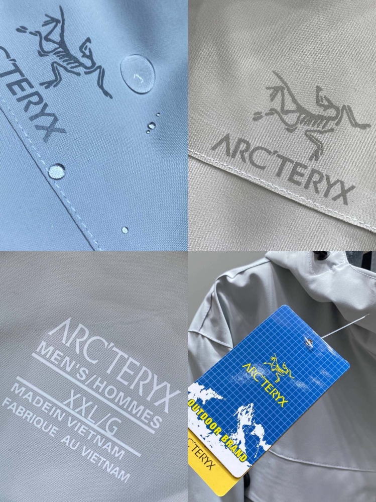 Синяя  непромокаемая куртка Arcteryx логотипом на груди
