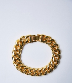 Якорный золотой браслет на руку, плотное плетение длинной 20см. 
